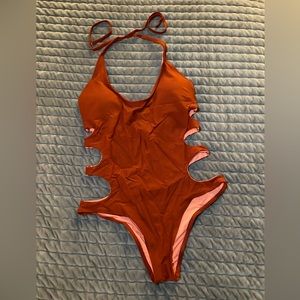Aerie Rust Cut Out Onepiece Bathing Suit - Size Medium